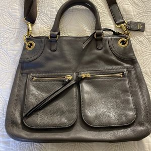 Fossil gray leather bag very nice!